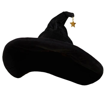 Женская Мягкая черная шляпа ведьмы для взрослых, аксессуар для вечеринки, фигурная шляпа для костюма ведьмы, черная прямая доставка