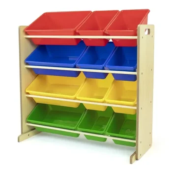 Стеллажи для хранения деревянных и пластиковых игрушек для детей Humble Crew с 12 многоцветными ячейками
