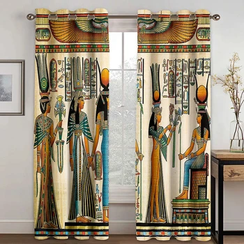 Шторы древнеегипетской культуры для гостиной, роскошный дворец, фрески фараона, столовая на вилле, кухонная дверь в спальню, Новая мода