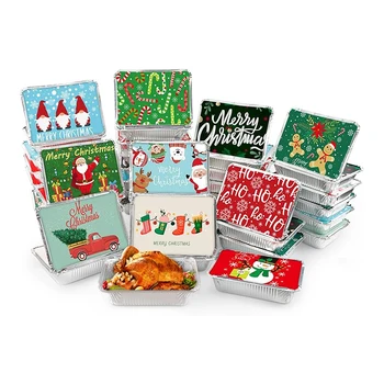 Формочки для рождественского печенья с крышкой, контейнеры для угощений из фольги Для вручения праздничных подарков и хранения продуктов питания Контейнеры для рождественского печенья