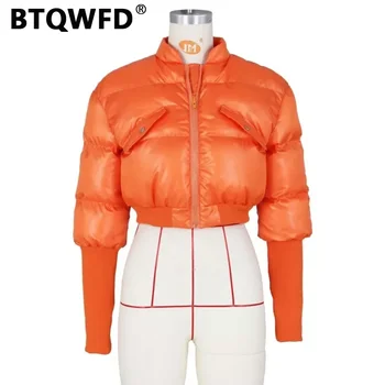 BTQWFD Куртки, женские пальто, парки, женская одежда, осенне-зимняя мода, молния 2023, новая повседневная утепленная верхняя одежда с карманами