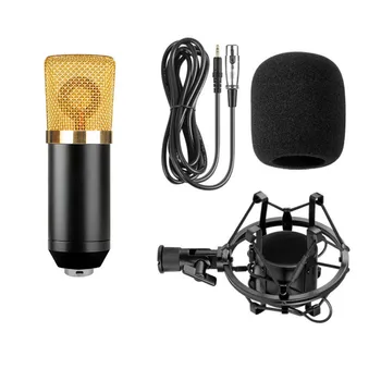 BM700 Конденсаторный микрофон Домашняя компьютерная сеть Караоке-устройство Проводной микрофон (Черные трубки и черные сетки)