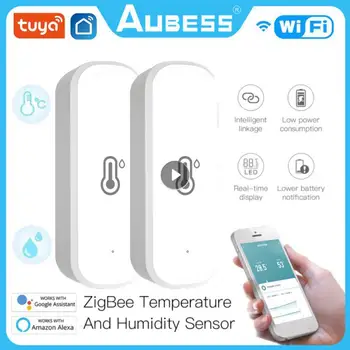 AUBESS Tuya ZigBee Датчик температуры и влажности, подключенный к дому термометр, Совместимый с Smart Life Alexa Google Assistant