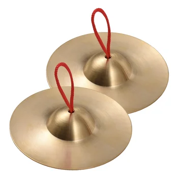1 пара миниатюрных латунных ручных тарелок размером 5,8 дюйма, медный музыкальный инструмент для ритмической перкуссии Gong Band, медный музыкальный инструмент