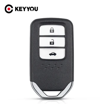 KEYYOU Для Honda City Jazz XRV Venzel Замена Вариабельности Сердечного Ритма Smart Keyless Remote Key Case Автомобильный Брелок Shell 3 Кнопки Вставить Чехол Для Ключей