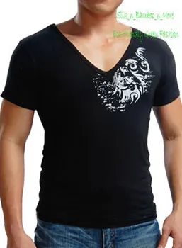 Специальное предложение NWT Сексуальный мужской топ из бамбукового волокна, приталенная футболка с V-образным вырезом, Размер L, XL, XXL