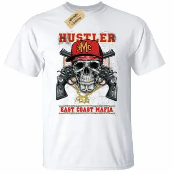 Мужская футболка Hustler East Coast Mafia с черепом гангстера, рэпера в стиле хип-хоп