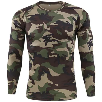 Камуфляжная футболка с длинным рукавом, быстросохнущие походные военно-тактические футболки, Мужские охотничьи рубашки для кемпинга, Брендовая одежда
