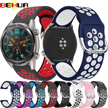 22 мм ремешок для часов Huawei Watch GT 1 2 2e GT/GT2 46 мм Сменный Ремешок для Часов браслет с пряжкой спортивные Силиконовые браслеты