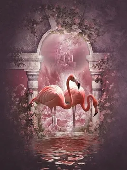 JMINE Div 5D flamingo Castle door flower river Полная Алмазная Живопись наборы для вышивки крестом art Animal 3D paint by diamonds