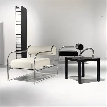 Итальянский дизайнерский одноместный диван-кресло для отдыха, B & B, кресло с откидной спинкой, минималистский стул, легкое роскошное кресло для отдыха из нержавеющей стали