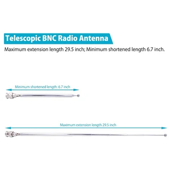 (2 упаковки) Радиоантенна BNC с Разъемом BNC для Штекерного Разъема Адаптер Телескопическая Антенна BNC HF VHF UHF Из Нержавеющей Стали