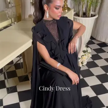 Вечернее платье Cindy Saudi Arabia Элегантные платья для женщин Черное Праздничное Женское Шифоновое Роскошное женское свадебное платье для гостей