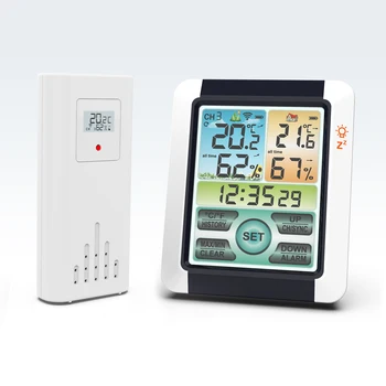 Цифровая метеостанция, часы, прогноз погоды в помещении и на улице, Барометр, термометр, гигрометр с беспроводным наружным датчиком