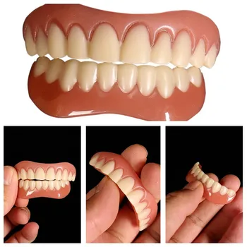Вставные зубы, силиконовые Верхние Нижние виниры, Виниры для идеального смеха, Зубные протезы, вставные брекеты, удобные Ортодонтические зубы