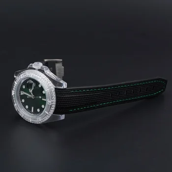 силиконовый ремешок с изогнутой поверхностью 20 мм для Rolex Submariner Omega Joint Moonswatch, водонепроницаемый ремешок для часов, аксессуары