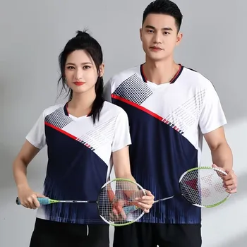 Мужская футболка для бадминтона, женская быстросохнущая футболка для волейбола, настольного тенниса, летняя Спортивная одежда для фитнеса на открытом воздухе с коротким рукавом