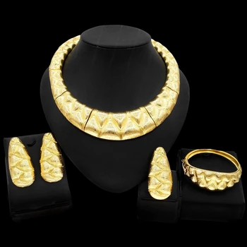 Новейший итальянский дизайн, позолоченный ювелирный набор, Нигерийская вечеринка, Свадебные серьги, кольцо, ожерелье, браслет, Бесплатная Доставка
