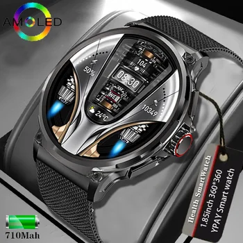 Новые мужские умные часы AMOLED Bluetooth Talk с 1,85-дюймовым полноэкранным сенсорным аккумулятором большой емкости 710 мАч, водонепроницаемые мужские умные часы