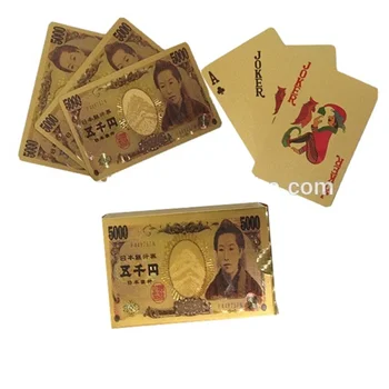 По индивидуальному заказу. продукт.Индивидуальные покерные карты японские иены золотые козырные карты