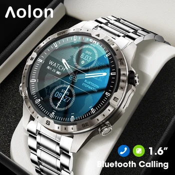 Смарт-часы Aolon с 1,6-дюймовым полноэкранным компасом HD Bluetooth-вызов, частота сердечных сокращений, уровень кислорода в крови, Умные часы с водонепроницаемым двойным ремешком