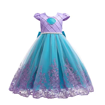 Платье принцессы Русалочки для девочек, детская одежда, платье для выступлений на Хэллоуин, карнавал, вечеринка