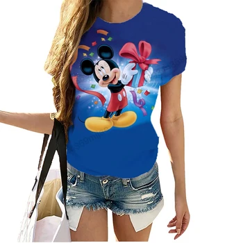 Женская одежда с круглым вырезом, Футболка, Женские Рубашки и блузки, Футболка с коротким рукавом Disney Mickey, Kpop, Японские Топы Y2k, Футболка Zevity