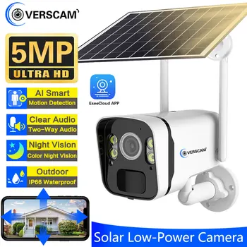 Высококачественная 5-мегапиксельная батарея, солнечная двухсторонняя аудиосистема, Маломощная солнечная wifi-камера, наружные камеры видеонаблюдения, солнечные камеры Wi-Fi