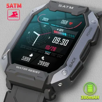 2024 Военные умные часы 5atm для мужчин для Android Ios Ip68 Водонепроницаемые спортивные часы для измерения артериального давления кислорода 380 мАч Умные часы для мужчин