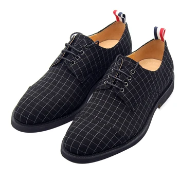 Модные мужские туфли в клетку с острым носком из высококачественной натуральной кожи, официальная деловая мужская обувь ручной работы на шнуровке, Модная обувь