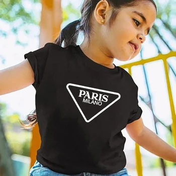 Летняя детская футболка для мальчика Gril PARIS, футболка с принтом для девочек, футболки, 100% хлопок, детская роскошная дизайнерская одежда