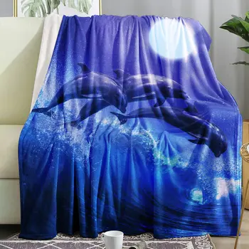 Фантазийное одеяло с дельфином, очаровательное мягкое большое одеяло с дельфином для девочек, подростков, подарки взрослым, Милые теплые уютные одеяла с дельфином