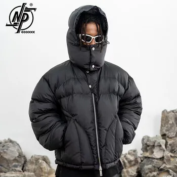 Мужские куртки-парки с капюшоном, винтажный уличный однотонный нишевый дизайн, зимнее ветрозащитное толстое теплое высококачественное пальто на молнии