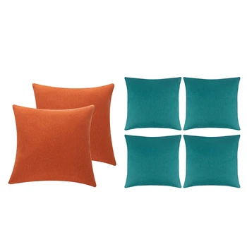 6 шт. наружных водонепроницаемых наволочек, водостойкий чехол для подушки для садового стула, 2 шт. оранжевый и 4 шт. сине-зеленый