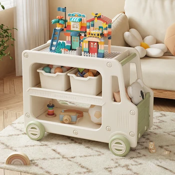 Детский многофункциональный строительный блок, стол, тележка, шкаф для хранения, детские развивающие игрушки, собранные из крупных частиц.
