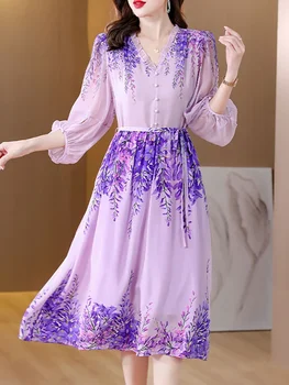 Продвижение элегантных женских платьев из шелка с цветочным рисунком, Весенне-летние вечеринки и мероприятия 2023, Корейское облегающее платье J242