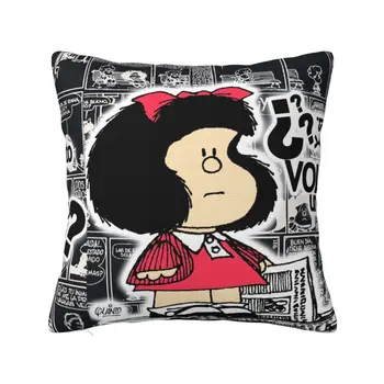 Винтажная наволочка из комиксов Quino Mafalda, Роскошная наволочка, украшение спальни, Мультяшная подушка Mang