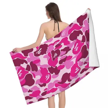 Розовое камуфляжное банное полотенце 80x130 см из микрофибры для улицы С индивидуальным рисунком