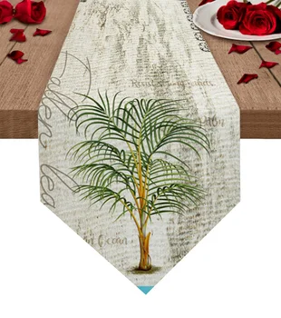 Винтажное Тропическое растение Пальма Настольная Дорожка Свадебная вечеринка Скатерть Украшение кофейного обеденного стола Настольная дорожка