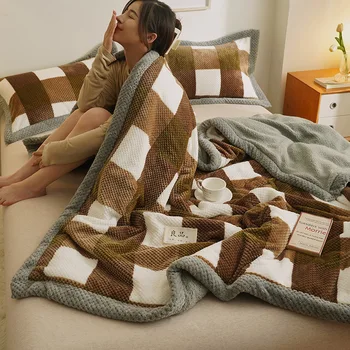 Домашнее мягкое одеяло из кораллового флиса, теплое одеяло на весь сезон, бархатное плюшевое покрывало, современное одеяло для путешествий на диване