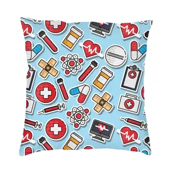 Чехол для подушки с рисунком инструмента медсестры, декоративная подушка для ухода за здоровьем, двусторонняя подушка для автомобиля