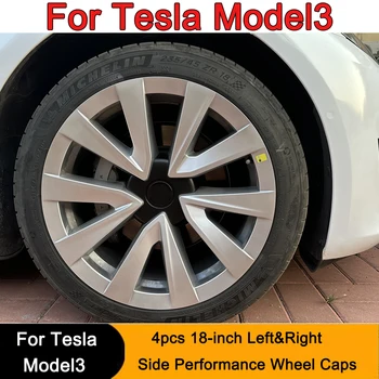 4ШТ Для Tesla Модель 3 Крышка Колеса 18-Дюймовая Крышка Ступицы Автомобильная Крышка Ступицы Полная Крышка Обода Аксессуары 2021-2023