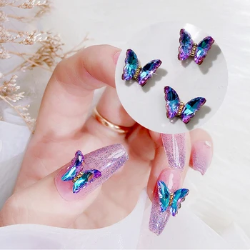 3D Aurora Бабочка-сердце, стразы, украшения для ногтей, ювелирные изделия из сплава, кристаллы, драгоценные камни, Детали для ногтей, Аксессуары, камни для маникюра