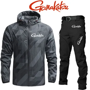 Мужская весенне-осенняя куртка для альпинизма 2024, быстросохнущая спортивная куртка, дышащие брюки, комплект из двух предметов для пеших прогулок и рыбалки