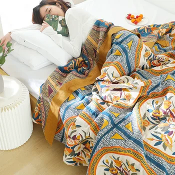 Скандинавское одеяло для отдыха, хлопчатобумажный марлевый чехол для дивана, летнее прохладное стеганое одеяло, покрывало для кроватей, диванное полотенце, мягкий бохо декор, покрывало для кровати