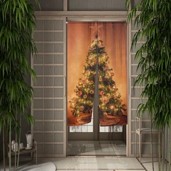 Рождественская елка, Дверная занавеска, Столовая, кухня, Занавески Noren, Рождественский декор, Занавески для перегородок, Занавеска для входа, Полупрозрачная занавеска
