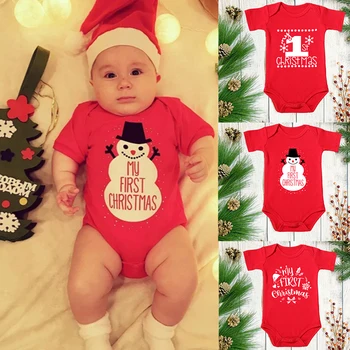 My First Christmas Хлопчатобумажное боди для новорожденных девочек и мальчиков, Рождественский комбинезон, наряд, одежда, милые Рождественские комбинезоны для малышей