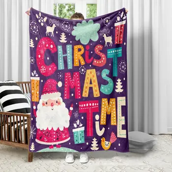 Уютное зимнее одеяло, Мягкое уютное одеяло, Праздничное Праздничное одеяло, Уютный Рождественский Диван-кровать с принтом Лося, Снежинки, Санта-Клауса на Рождество