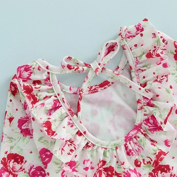 Купальник для новорожденных девочек с защитой от сыпи на молнии, купальный костюм с цветочным рисунком и длинным рукавом, пляжная одежда для малышей
