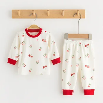 Комплект детской осенней одежды из чистого хлопка, детское длинное нижнее белье, комплект детского термобелья, раздельная пижама для весенне-осенних девочек